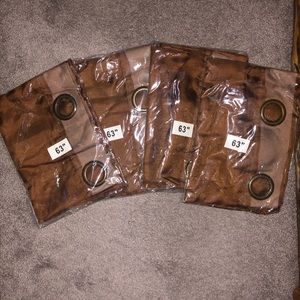 Set of 4 63” Brown Curtains